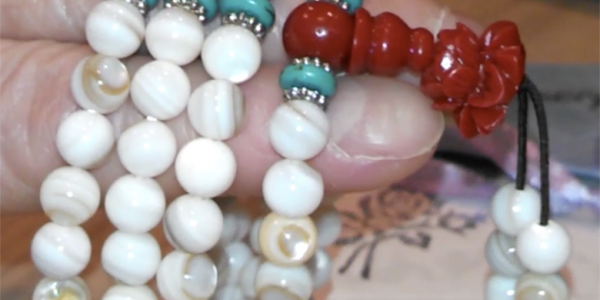 Bogo Arty Mother of Pearl Mala Beads Wrapped