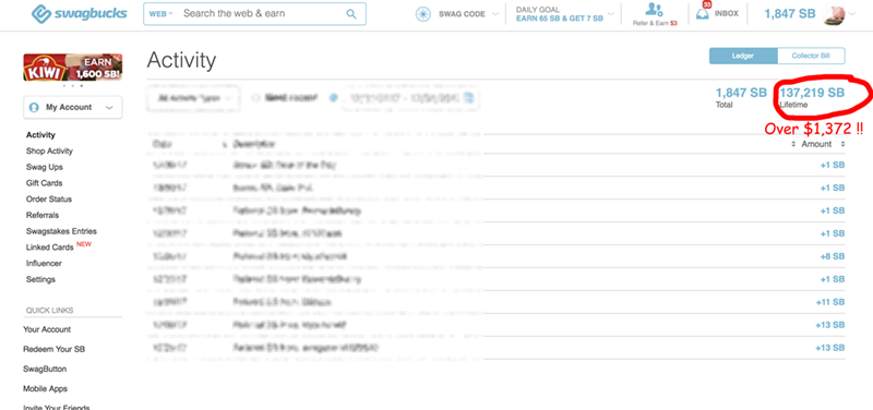 My Swagbucks Earnings - HotCouponOffers